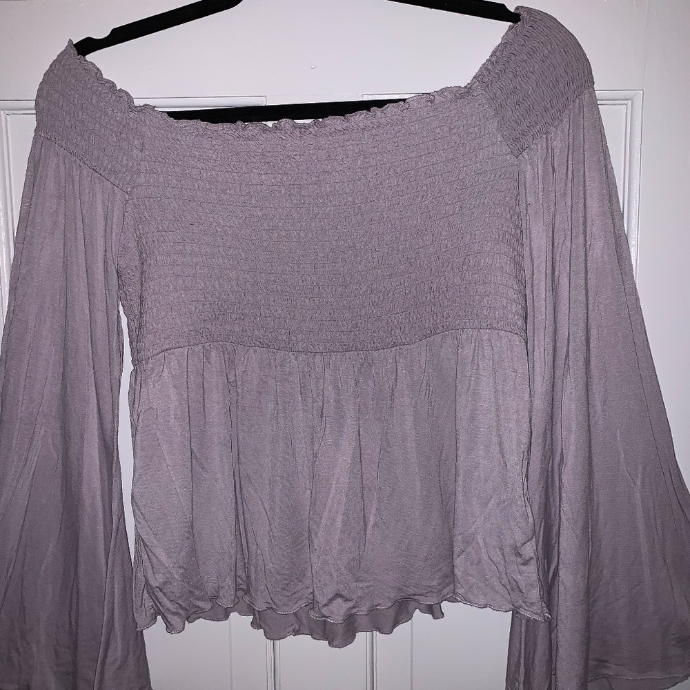 American Eagle Lavender Off-the-Shoulder Top